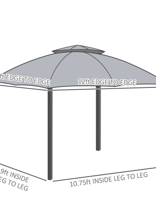 10' x 12' Outdoor Gazebo, Patio Gazebo Canopy Shelter w/Double Vented Roof, Zippered Mesh Sidewalls, Solid Steel Frame, Grey