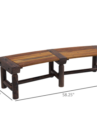 Wooden Garden Bench, Semicircular Round Outdoor Tree Bench, Wrap Around Park Bench for Yard, Patio, Deck, Lawn, Brown
