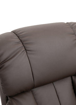 Recliner with Ottoman Footrest, Recliner Chair with Vibration Massage, Faux Leather and Swivel Wood Base for Living Room and Bedroom, Brown