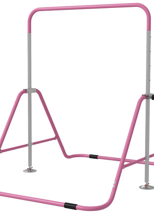 Folding Gymnastics Bar for Kids, Adjustable Height, Bubble Gum Pink