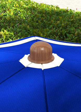 6.2' Beach Umbrella for Travel, Vent, Ruffles, Carry Bag, Portable Outdoor Umbrella for Garden, Blue Stripe