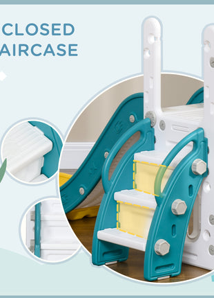 5 in 1 Toddler Slide with Basketball Hoop, Climber, Telescope & Storage Baskets for 1-3 Years Olds, Yellow