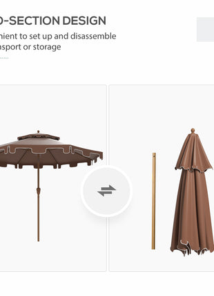 8.8' Patio Umbrella with Push Button Tilt and Crank, Brown