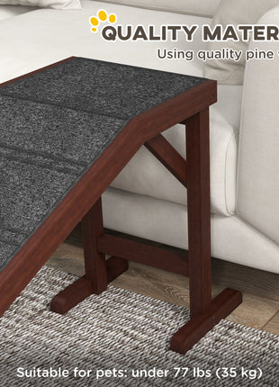 Dog Ramp for Bed, Pet Ramp for Dogs with Non-Slip Carpet and Top Platform, 74" x 16" x 25", Brown