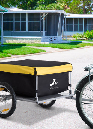 Bicycle Cargo Trailer, Two-Wheel Bike Luggage Wagon Trailer with Removable Cover, Fits 20" - 26" Bicycle Wheels, Yellow