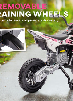 12V Kids Electric Motorcycle w/ Twist Grip Throttle, Training Wheels, Rear Suspension & Music, Pink