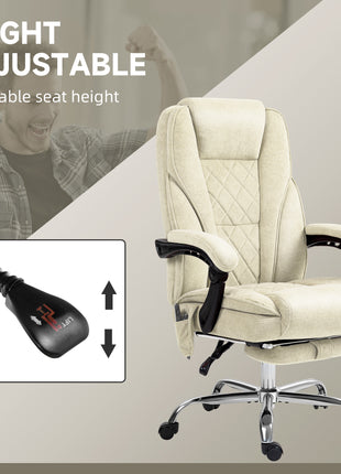Massage Office Chair, Heated Reclining Computer Chair with Adjustable Height and Footrest, Beige