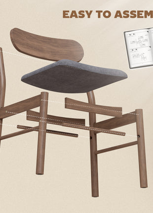 Set of 4 Dining Chairs, Upholstered Dining Room Chairs with Rubberwood Legs and Padded Seat for Kitchen, Gray