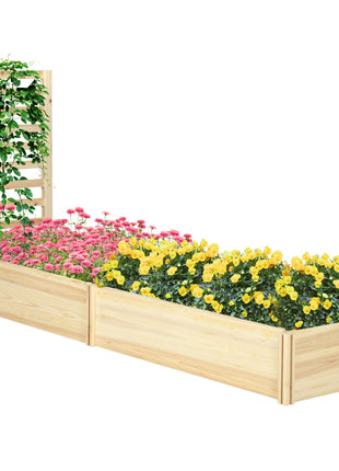 Wood Planter Box with Trellis for Climbing Plants, Raised Garden Bed for Outdoor Flowers Herbs, 91"x24"x43", Natural