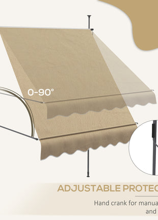 6.5' x 4' Manual Retractable Awning, Non-Screw Patio Awning, UV Resistant for Window or Door, Beige