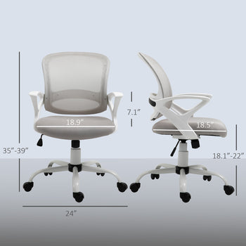 Swivel Mid Back Computer Desk Chair, Ergonomic Mesh Office Chair with Rocking Function, Rolling Wheels, Gray