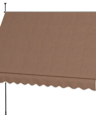 10' x 4' Manual Retractable Awning, Non-Screw Patio Awning, UV Resistant, for Window or Door, Coffee