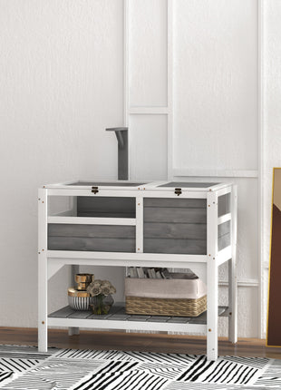 Tortoise Habitat with Shelf Storage Tortoise Gift Accessory with Weather Protection for Indoor, Light Gray