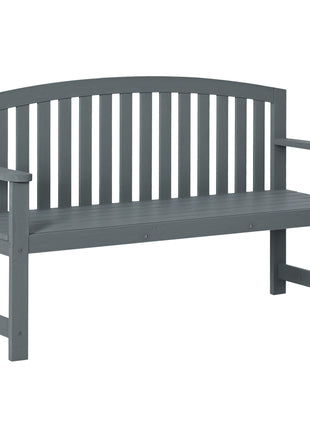 56" Outdoor Wood Bench, 2-Seater Garden Bench with Backrest and Armrest, Patio Bench for Patio, Porch, Poolside, Balcony, Gray