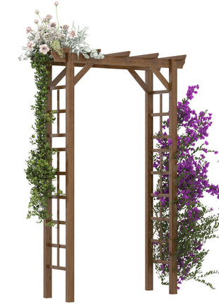 85" Wooden Garden Arbor for Wedding and Ceremony, Outdoor Garden Arch Trellis for Climbing Vines - Carbonized