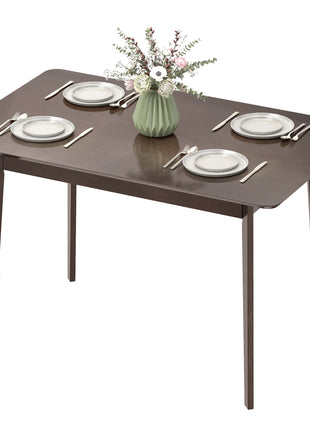 47.2" Rectangle Dining Table for 4, Mid-Century Modern Kitchen Table with Rubber Wood Frame for Dining Room, Mahogany