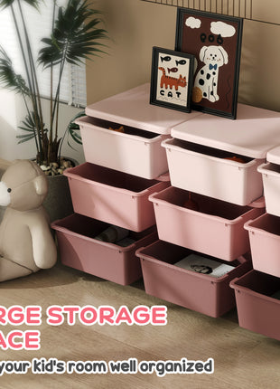 29.5" 3 Tier Kids Storage Unit Dresser Tower w/ 9 Drawers, Pink