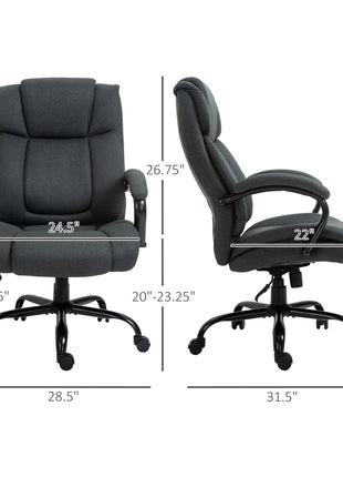 Executive Office Chair with Wide Seat, Computer Desk Chair with Adjustable Height, Swivel Wheels, Gray