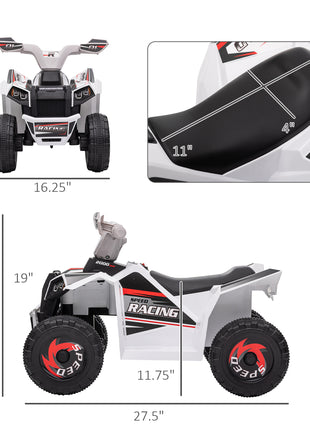 6V Electric Toy Car with Forward Backward, Wear-Resistant Wheels for Ages 18-36 Months, White