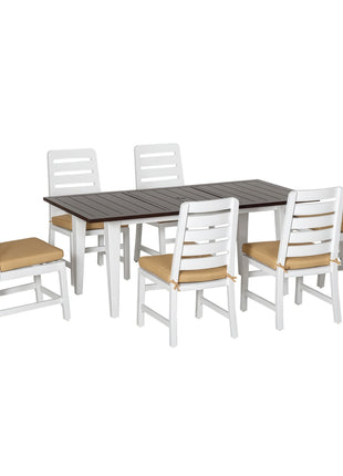 Patio Dining Set for 6, Outdoor Furniture Set with a Table & Chairs, Cushions, Umbrella Hole for Garden, Backyard, or Poolside, Beige