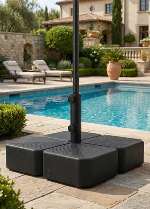 Patio Umbrella Base with Wheels Outdoor Umbrella Stand Holder for 1.5"/1.9" Poles Black
