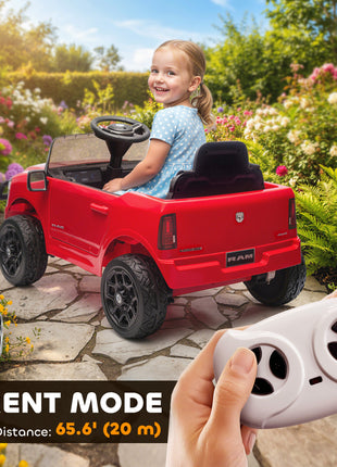 12V Kids Ride on Car, Licensed Dodge RAM 3500 Ride on Toys with Dual Motors, Remote Control for Toddlers, Red