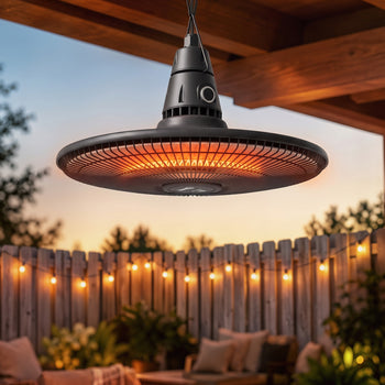 1500W Electric Patio Heater, IP65 Hanging Infrared Outdoor Heater with Carbon Fiber Tube, Remote Control, Black
