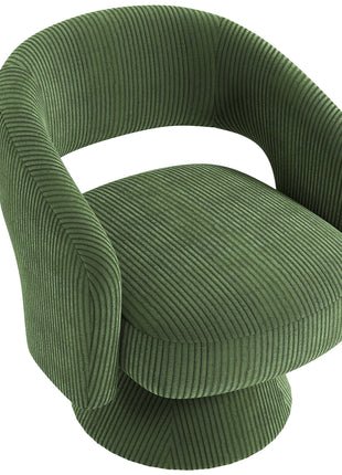 Swivel Barrel Accent Chair, Modern Upholstered Living Room Chair with Thick Padding for Reading, Green