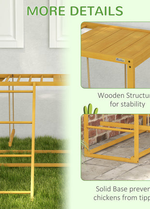 Wooden Chicken Activity Play w/ Swing Set, Chicken Coop Toy, Natural