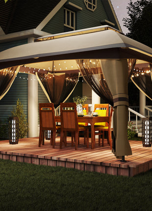 10' x 13' Patio Gazebo, Outdoor Gazebo Canopy Shelter with Netting, Vented Roof for Garden, Beige