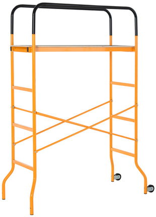 4-Step Steel 4.6 x 2 x 6 ft. Scaffold 2 Wheels Free Moving for Indoor & Outdoor Decoration Anti-Skid, 440 Pound Capacity