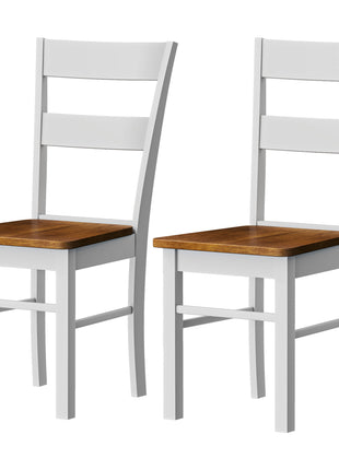 Farmhouse Dining Table Chairs, Set of 2 Rubber Wood Kitchen Table Chairs with Open Back for Living Room, Light Gray