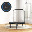 48" Rebounder Trampoline for Adults, Foldable Mini Trampoline with Adjustable Handle Bar for Indoor Outdoor, Blue