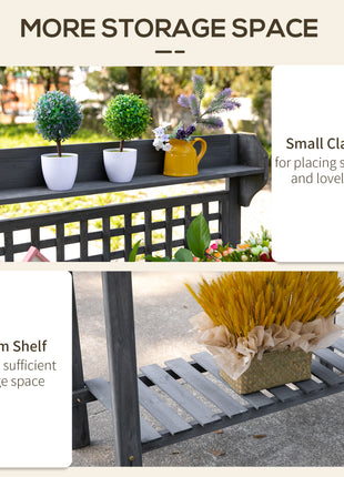 39'' Wooden Garden Potting Bench Work Table with Hidden Storage, Sliding Tabletop, Below Clapboard, Upper Shelf, Gray