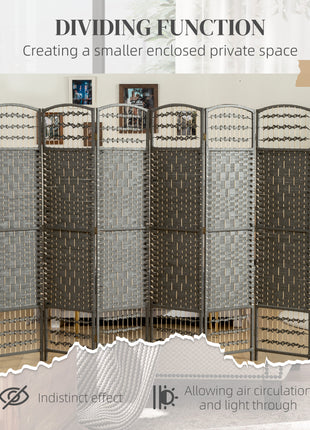 4 Panel Room Divider, Folding Screen, 5.6', Dark Gray