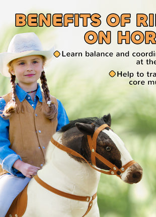 Ride on Horse for Toddlers 3-8 Years Old, Stuffed Animal Horse Toy with Neighing Sound, Brown