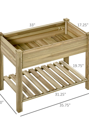 36" x 20" x 30" Raised Garden Bed, Elevated Wood Planter Box with Legs and Storage Shelf for Backyard, Patio, Balcony to Grow Vegetables, Herbs, and Flowers