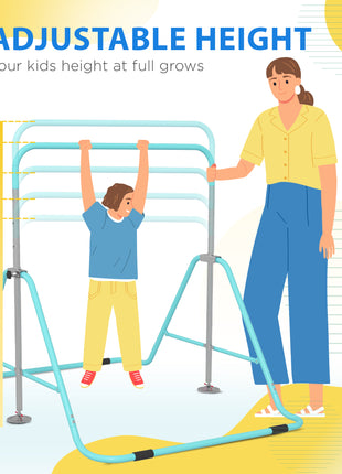 Folding Gymnastics Bar for Kids, Adjustable Height, Green