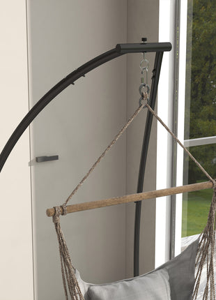 Hammock Chair Stand, C Shape Hanging Heavy Duty Metal Frame Hammock Stand for Hanging Hammock Porch Swing Chair, Indoor & Outdoor Use, Black