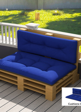 2 Seater Pallet Cushions Outdoor 3.9" Thick Replacement Cushions - Tufted Design for Garden, Patio, Navy Blue