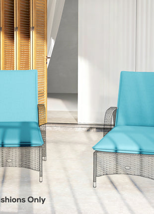 Foldable Chaise Lounge Cushion Set of 2, Outdoor Lounge Chair Cushion Set, UPF50+ 200gsm Fabric, 48" x 23", Light Blue