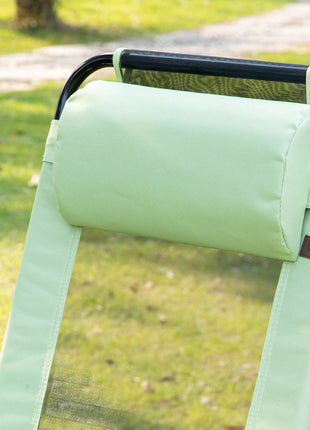 Set of 2 Portable Folding Outdoor Recliners w/ Adjustable Backrest, Green