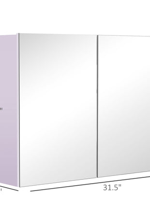 Double Door Wall Mounted Bathroom Mirror, 31.5" x 23.5" Medicine Cabinet with Modern Design, Large Storage, & Quiet Hinges