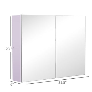 Double Door Wall Mounted Bathroom Mirror, 31.5" x 23.5" Medicine Cabinet with Modern Design, Large Storage, & Quiet Hinges