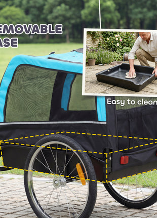 Dog Bike Trailer, Pet Cart Bicycle Carrier with 20" Air Tires, Quick-Release Wheels, Reflectors, Flag