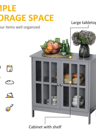 Contemporary Storage Cabinet, Cupboard Buffet Credenza with 2 Doors for Kitchen, Hallway, Living Room, Gray