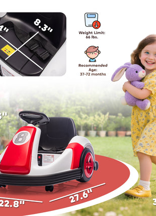 6V Kids Bumper Car with Big Wheels, Electric Car for Kids with 360-Degree Spin, Slow Start, for 37-72 M, Red