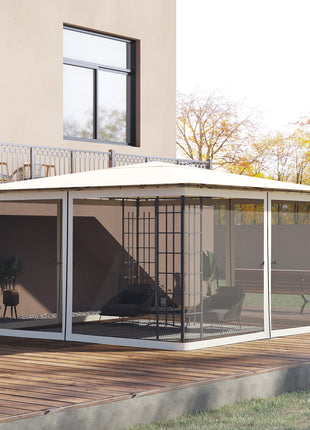 13x13 Gazebo Netting Mosquito Netting Screen with Zippers, Black Rings, High-Quality Polyester, Washable, Black