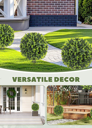 2 Pack 1.3ft Artificial Ball Eucalyptus Topiary with Ground Stake, UV Resistant Faux Greenery for Indoor Outdoor