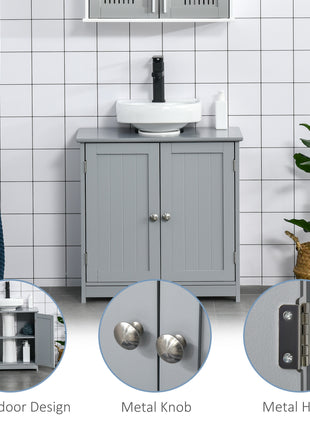 Bathroom Vanities, Bathroom Sink Cabinets with U-Shape Cut-Out and Adjustable Internal Shelf, Gray